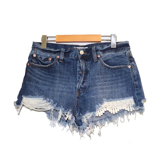 Free People We The Free Raw Cut Boho Jean Shorts